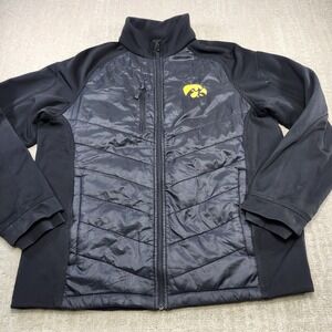 Iowa Hawkeyes Jacket Men Large Hybrid Puffer Ezem Warm Logic Black Insulated